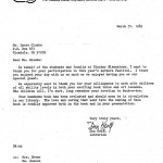 Letter of Appreciation: Eugene Tincher School: 31 March 1982